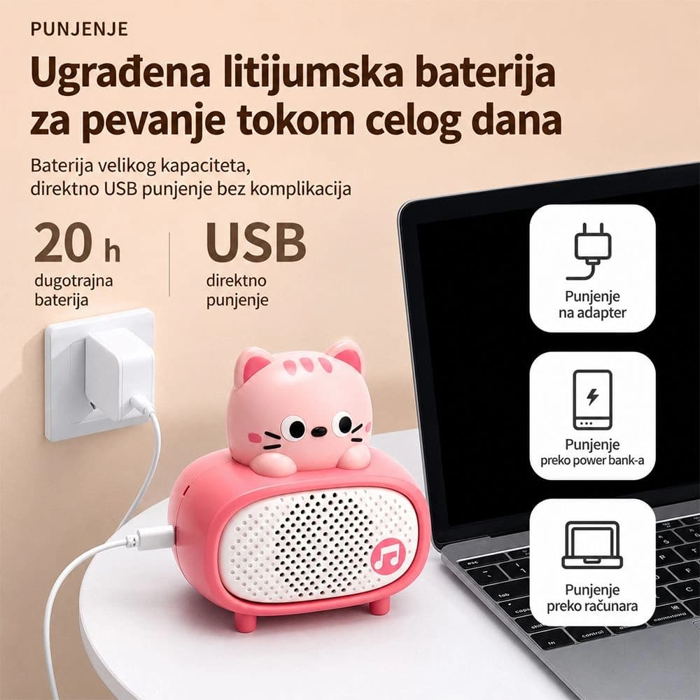 Bluetooth Mikrofon Bear Beli - slika 3