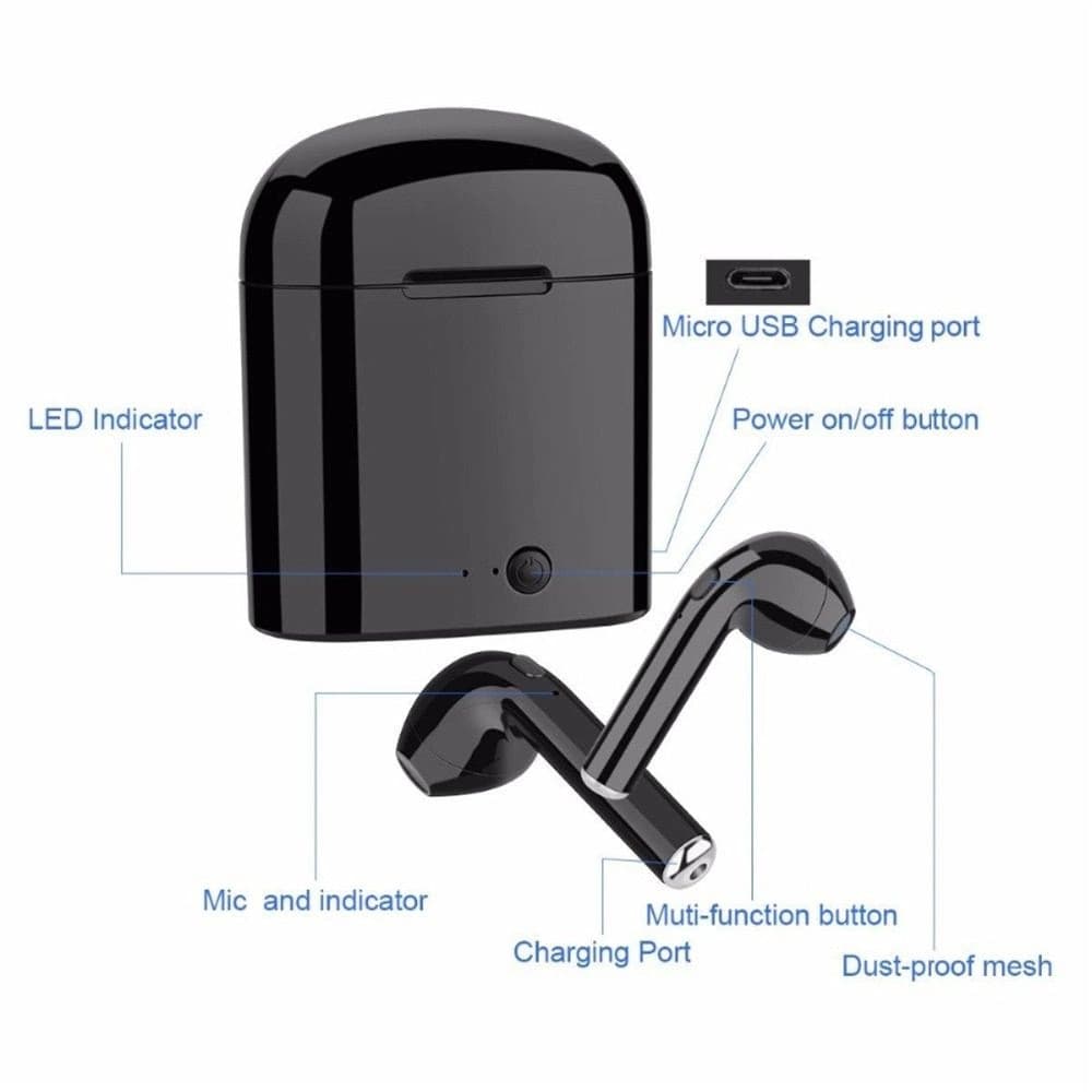 Bluetooth Slusalice Airpods I7s Tws Crne Hq - slika 3