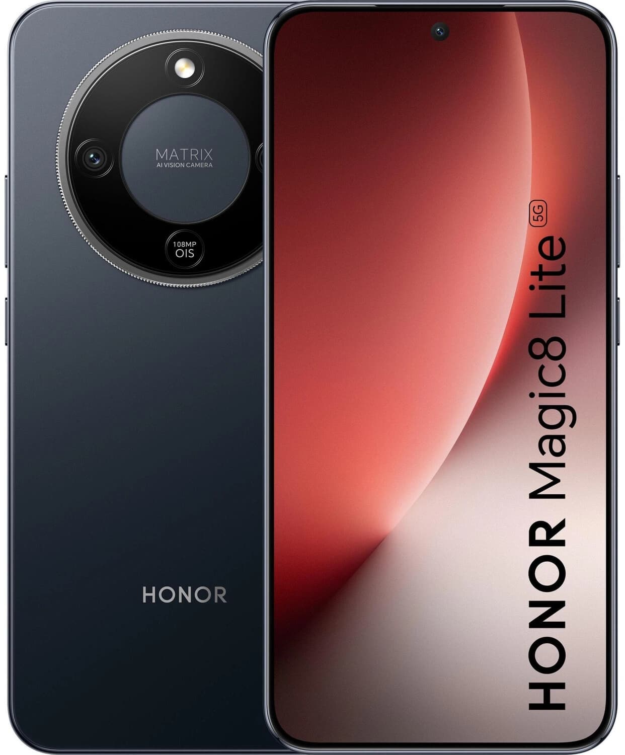HONOR Magic8 Lite 8/256GB Midnight Black prednja i zadnja strana