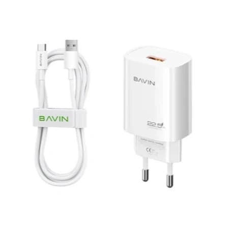 Bavin Punjač 22.5w Usb A + Kabl Type C Bela - Pc995y - naslovna
